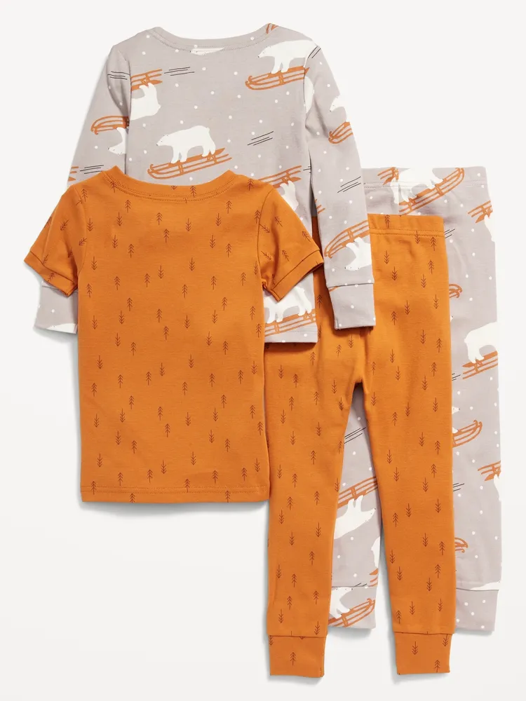 Old Navy Unisex 4 Piece Printed Snug Fit Pajama Set for Toddler