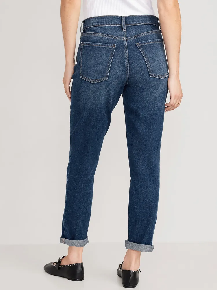 Moto dark store blue mom jeans