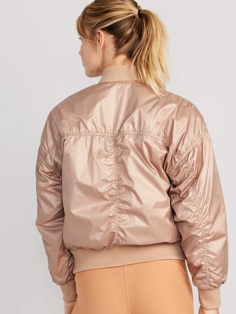 Adidas rose shop gold bomber jacket