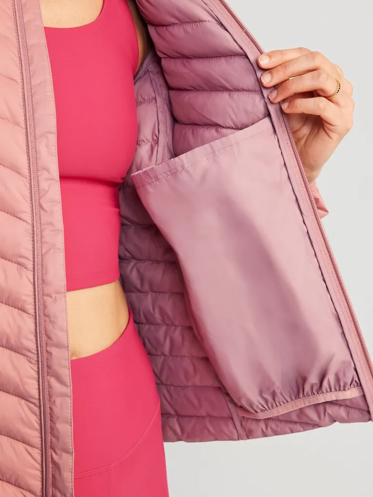 Pink quilted hot sale jacket womens