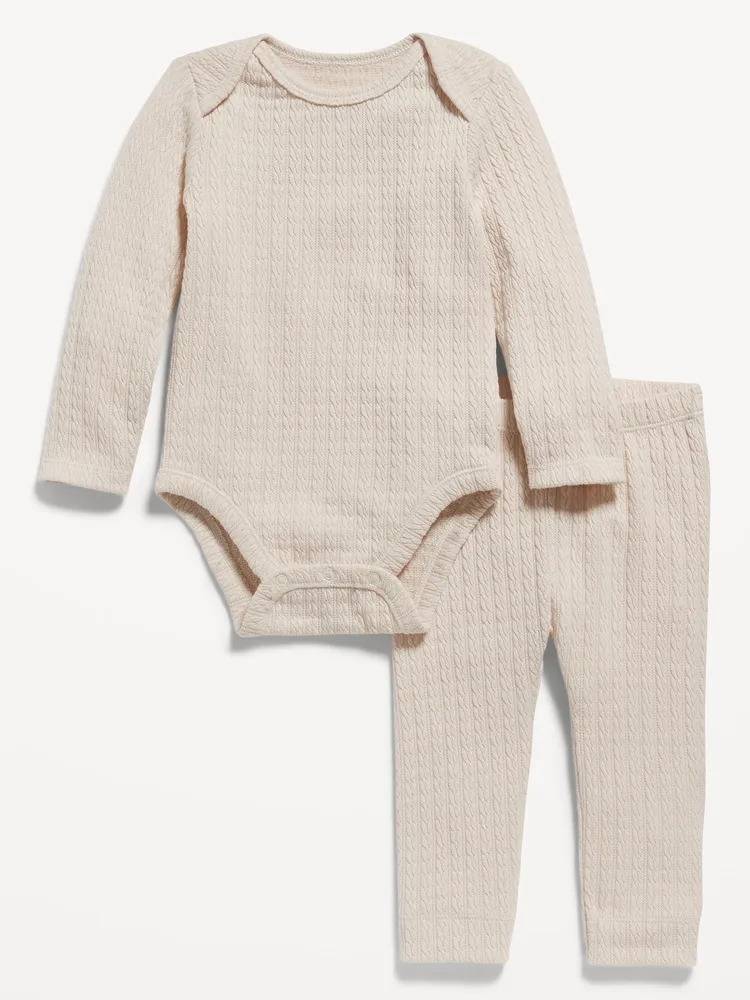 Unisex Jacquard-Knit Bodysuit & Pants Set for Baby