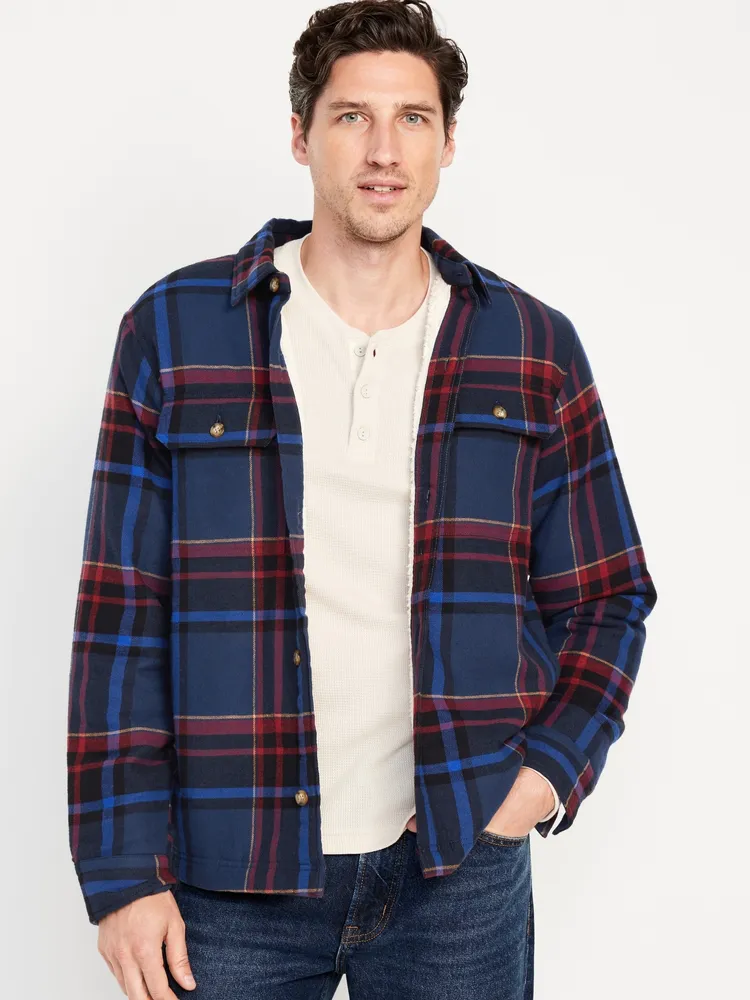Old Navy Sherpa-Lined Flannel Shacket for Men | Southcentre Mall