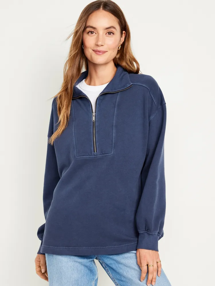 Navy blue half 2024 zip pullover women's