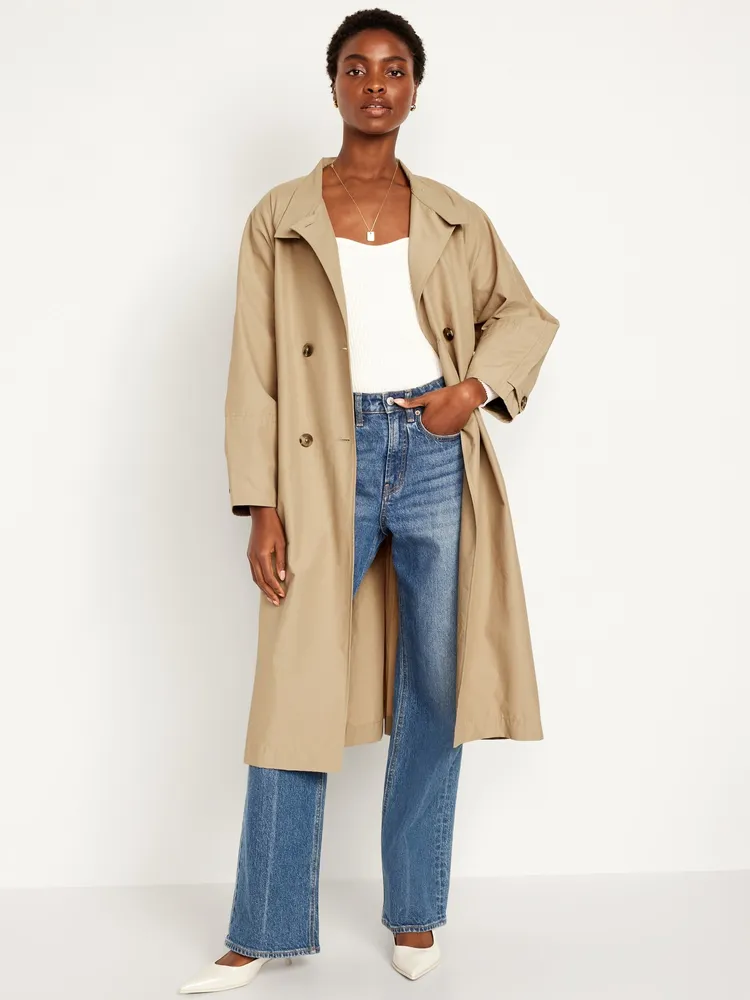 Old Navy Oversized Double-Breasted Trench Coat for Women