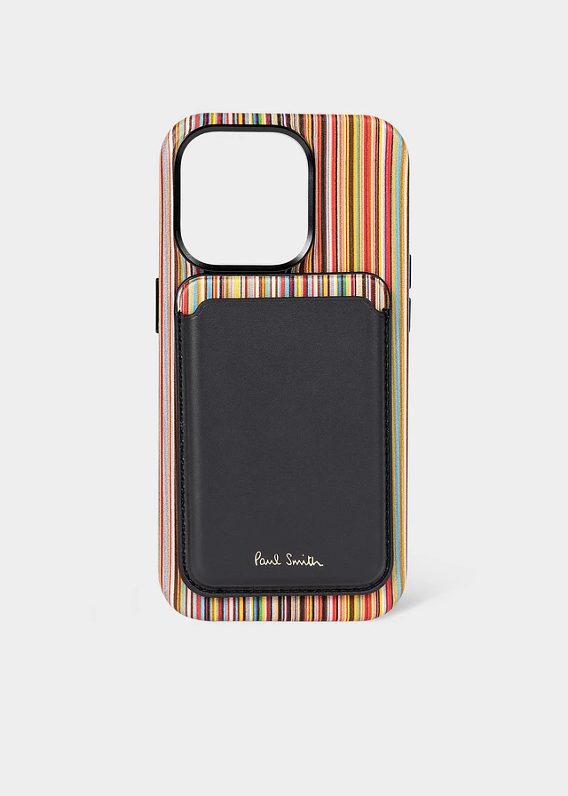 Signature Stripe' Leather MagSafe iPhone 16 Pro Case Paul Smith