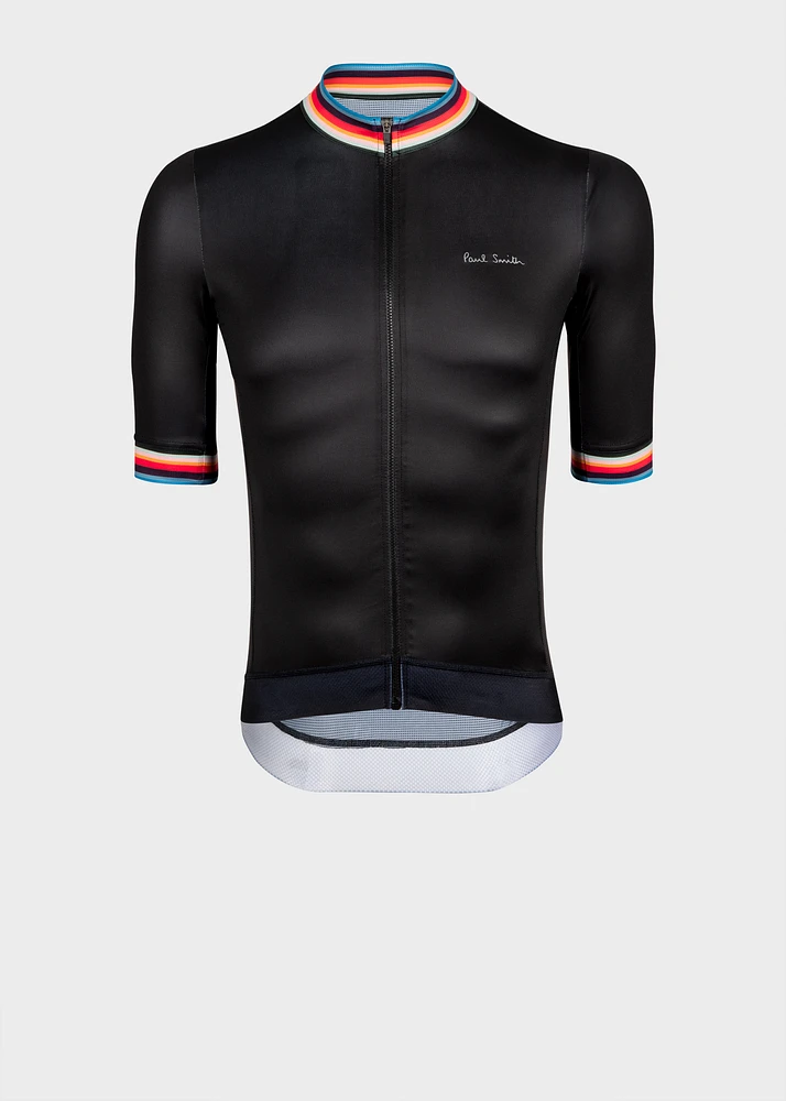 Paul Smith Men's Black Race Fit Cycling Jersey With 'Artist Stripe