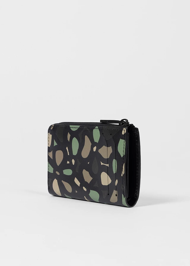 PS Paul Smith Black Leather Floral PS Happy Zip Pouch Wallet