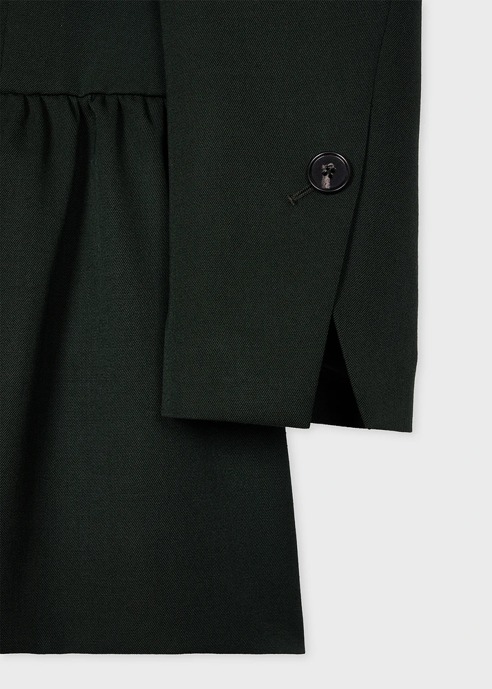 Paul Smith Women's Dark Green Wool Gabardine Peplum Jacket Paul Smith Women's Dark Green Wool Gabardine Peplum Jacket
