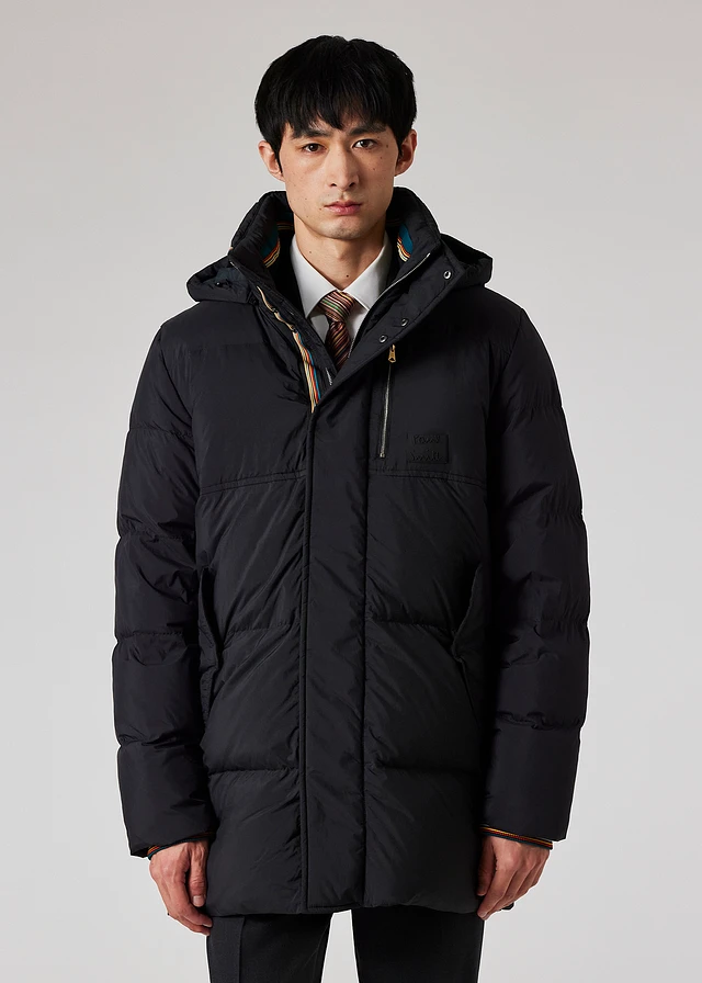 Paul Smith Black Water Repellent Mid-Length Down Coat