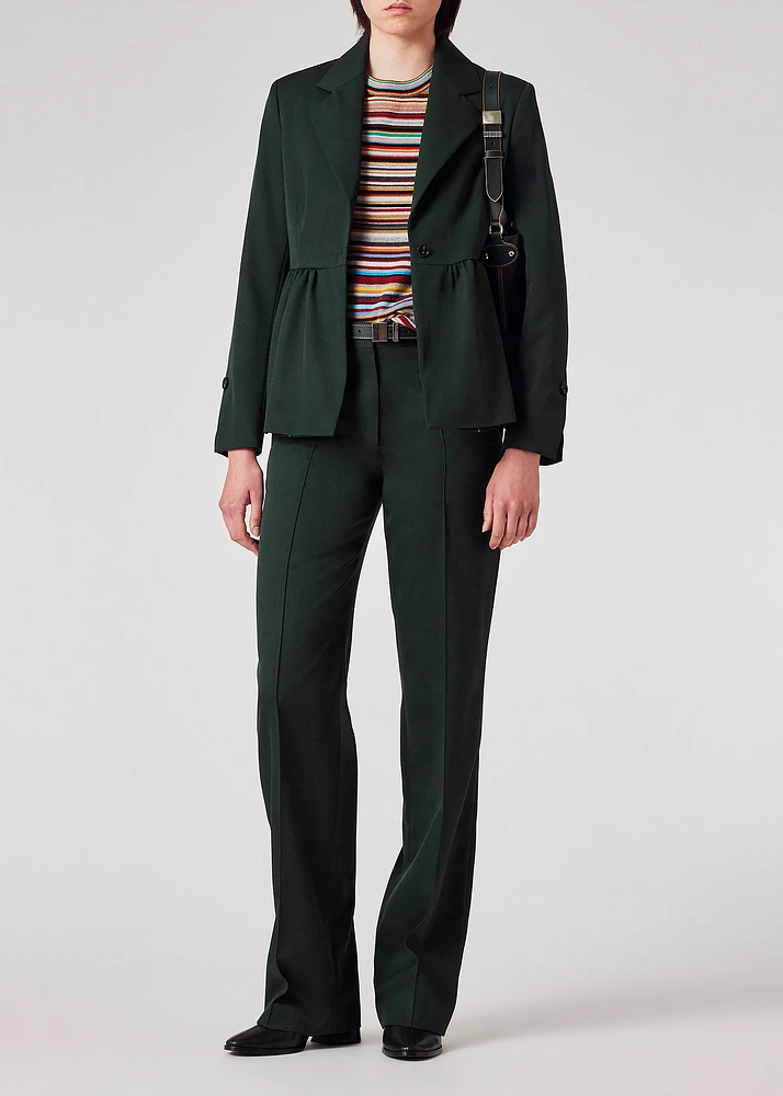 Paul Smith Women's Dark Green Wool Gabardine Peplum Jacket