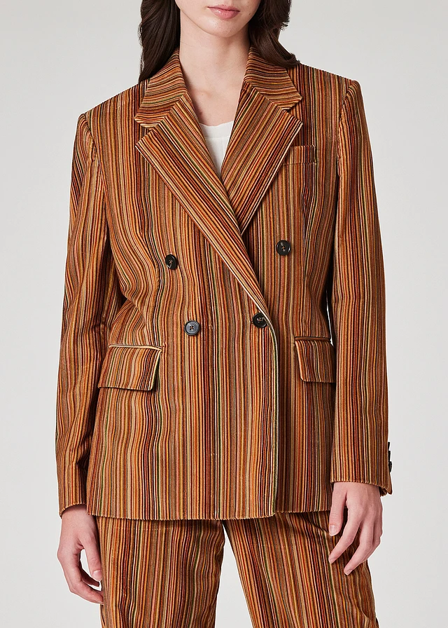 Paul Smith Women's Cord 'Signature Stripe' Double Breasted Blazer