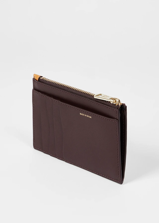 PS Paul Smith Black Leather Floral PS Happy Zip Pouch Wallet