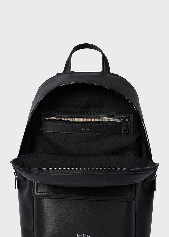 Paul Smith Black Straw-Grain Embossed Leather Backpack | King's Cross
