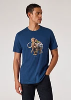 PS Paul Smith Dark Indigo 'Graffiti Mammoth' Print T-Shirt