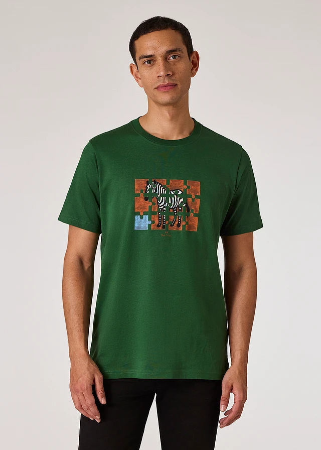 【送料関税込】Paul Smith Zebra Craft T-Shirt T-Shirt Homme Noir Imprimé 'Craft Zebra'