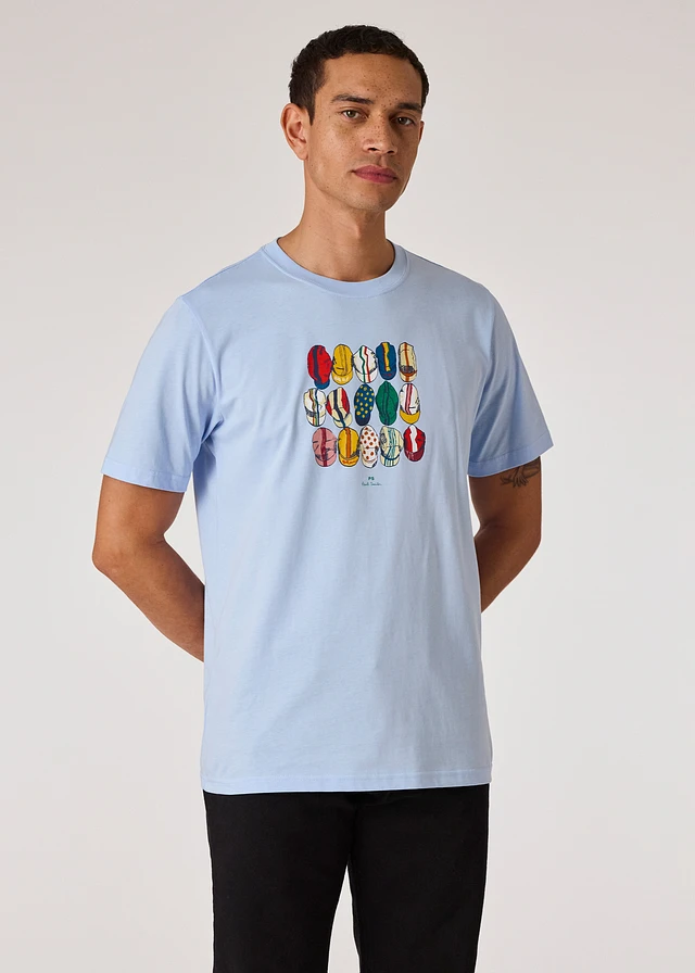 PS Paul Smith Navy 'Cycling Caps' Print T-Shirt | King's Cross