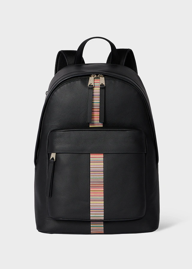 Paul Smith Black Leather 'Signature Stripe' Tote Bag