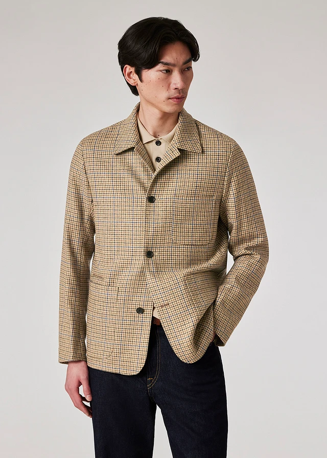 Paul Smith Tan Houndstooth Wool Tweed Work Jacket | King's Cross
