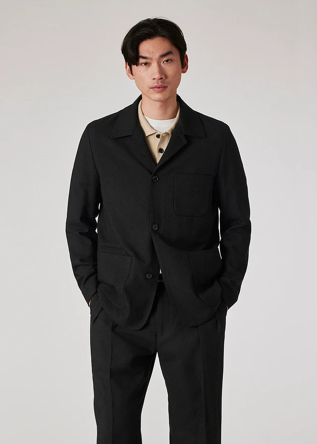 Paul Smith Black Two-Ply Hopsack Wool Work Jacket | King's Cross