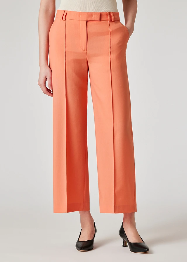 PS Paul Smith Women's Coral Wool Cropped Pleated Trousers