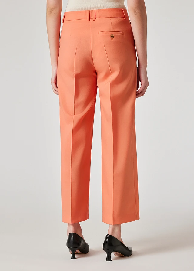 パンツ PAUL SMITH Woman Pants Orange W1R264TP00108 17 PS Paul Smith Women's Coral Wool Cropped Pleated Trousers