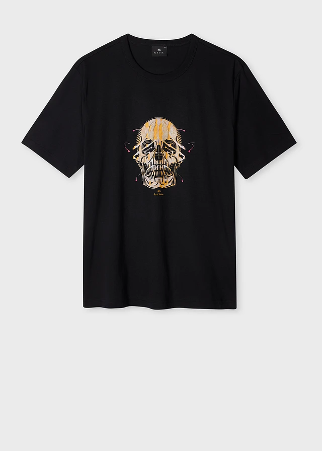 ★Paul Smith★スカルプリンティングTシャツ PS by Paul Smithのブラック 'Skull Sketch' プリントTシャツが