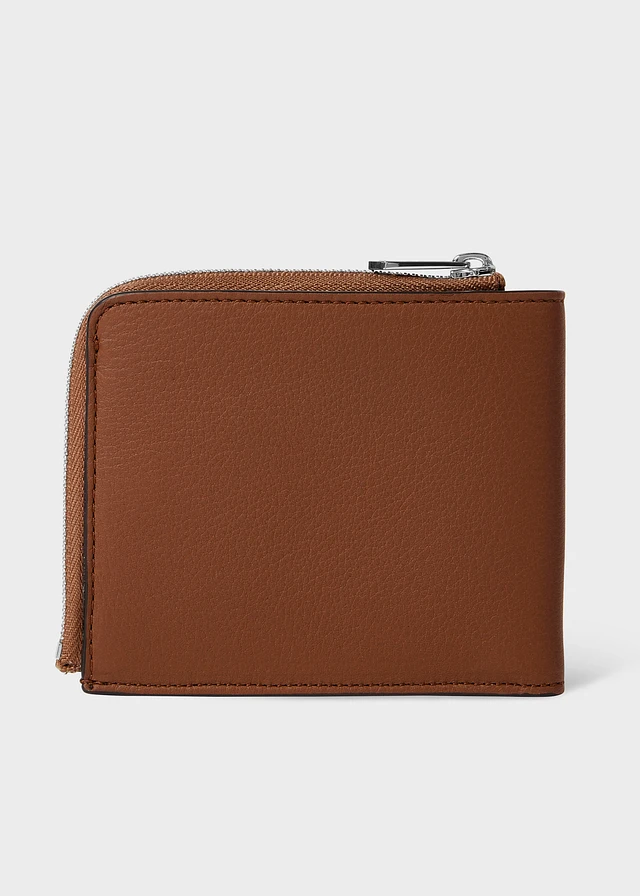 PS Paul Smith Black Leather 'Sports Stripe' Zip Pouch Wallet