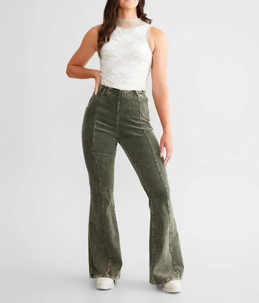 Well Worn Women's Soft Corduroy High Rise Skinny Pants – Black/Tan/Green – 29" Inseam – Stretch