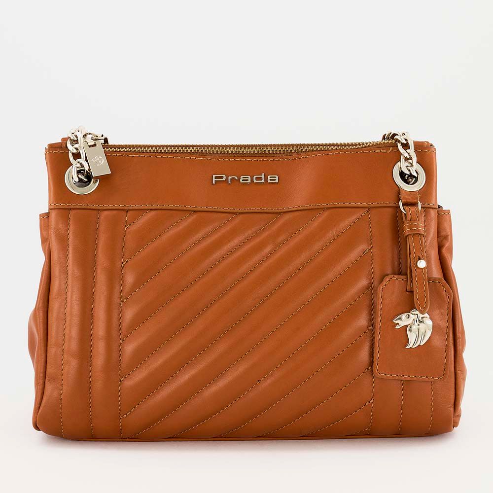 Prada Bolso de piel caf con cadena Paseo Interlomas Mall