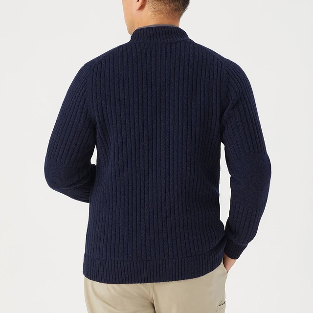 Men's shetland wool windproof zip sweater outlet