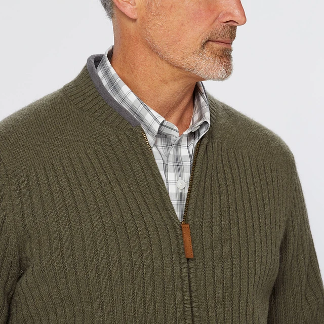 Men's shetland wool windproof zip sweater discount