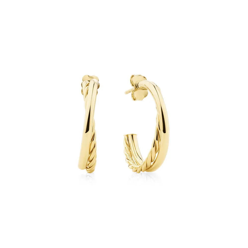 Michael Hill Round Crossover Hoop Earrings in 10kt Yellow Gold