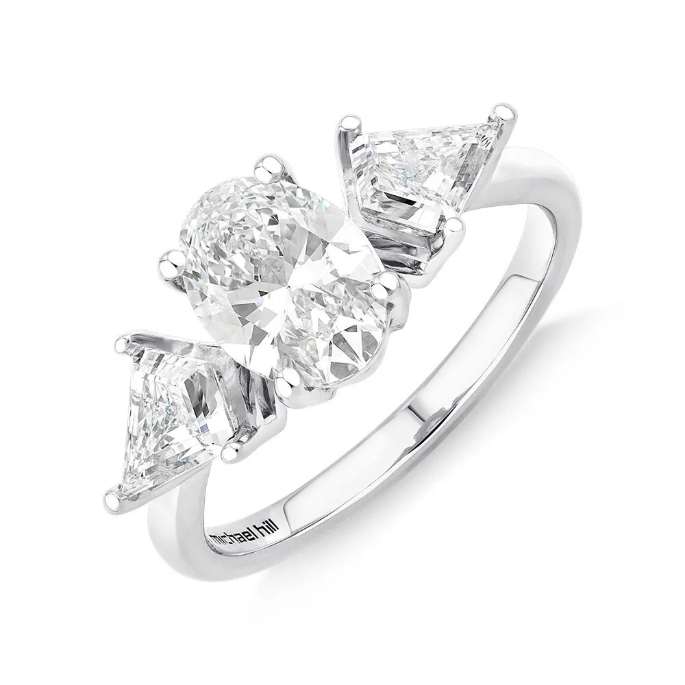 Michael Hill 2.25 Carat TW Three Stone Oval and Kite Shaped