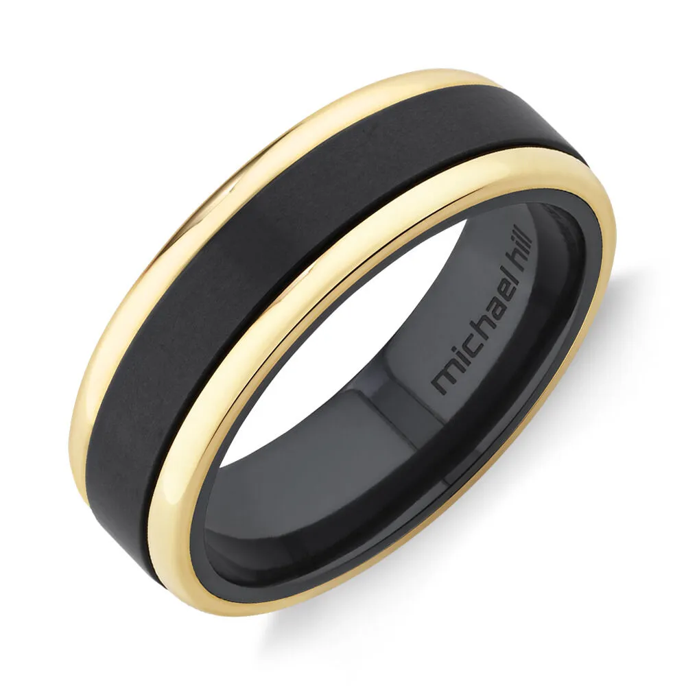 Michael Hill 7mm Ring 10kt Rose Gold & Black Titanium | Bramalea
