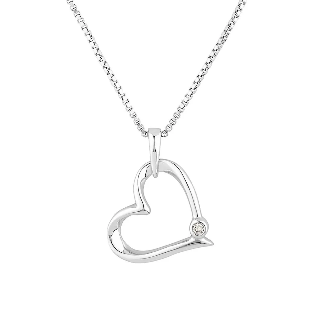 Michael Hill Heart Pendant with a Diamond in Sterling Silver