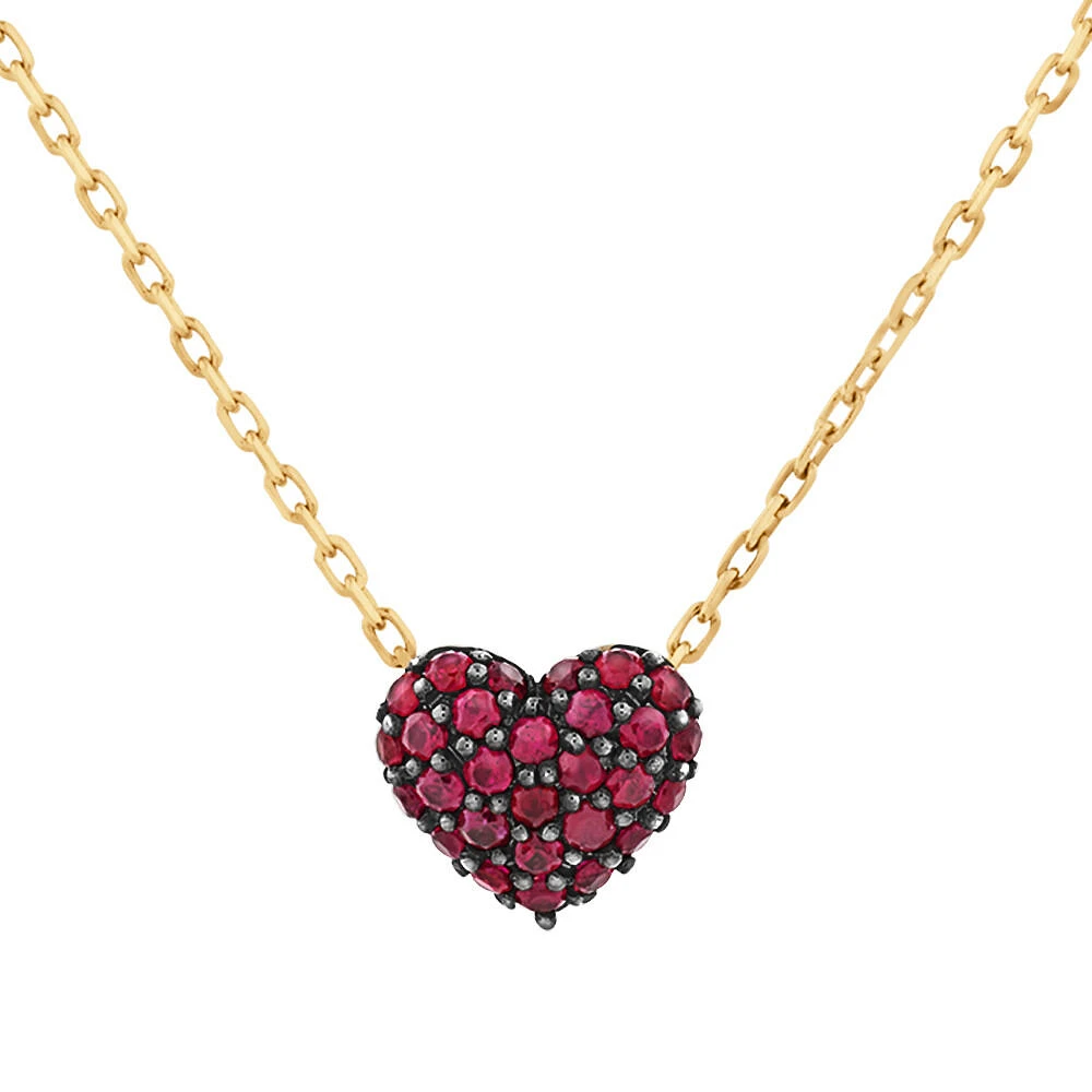 Pave ruby heart pendant on sale