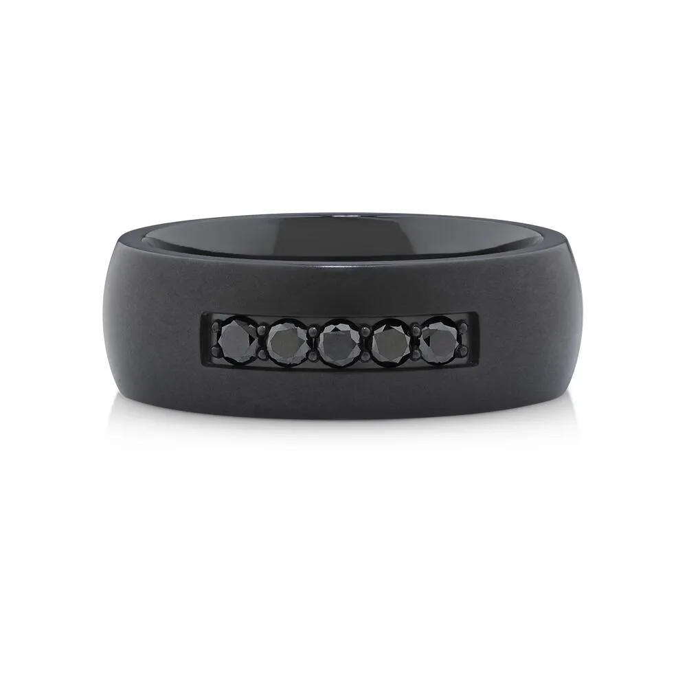 Michael Hill 8mm Black Titanium Ring with Enhanced Black Diamonds