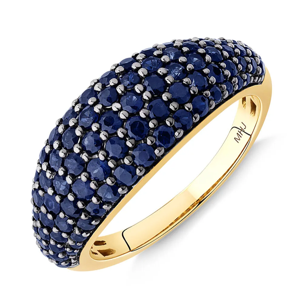 Michael Hill Pave Ring with Sapphire in 10kt Yellow Gold