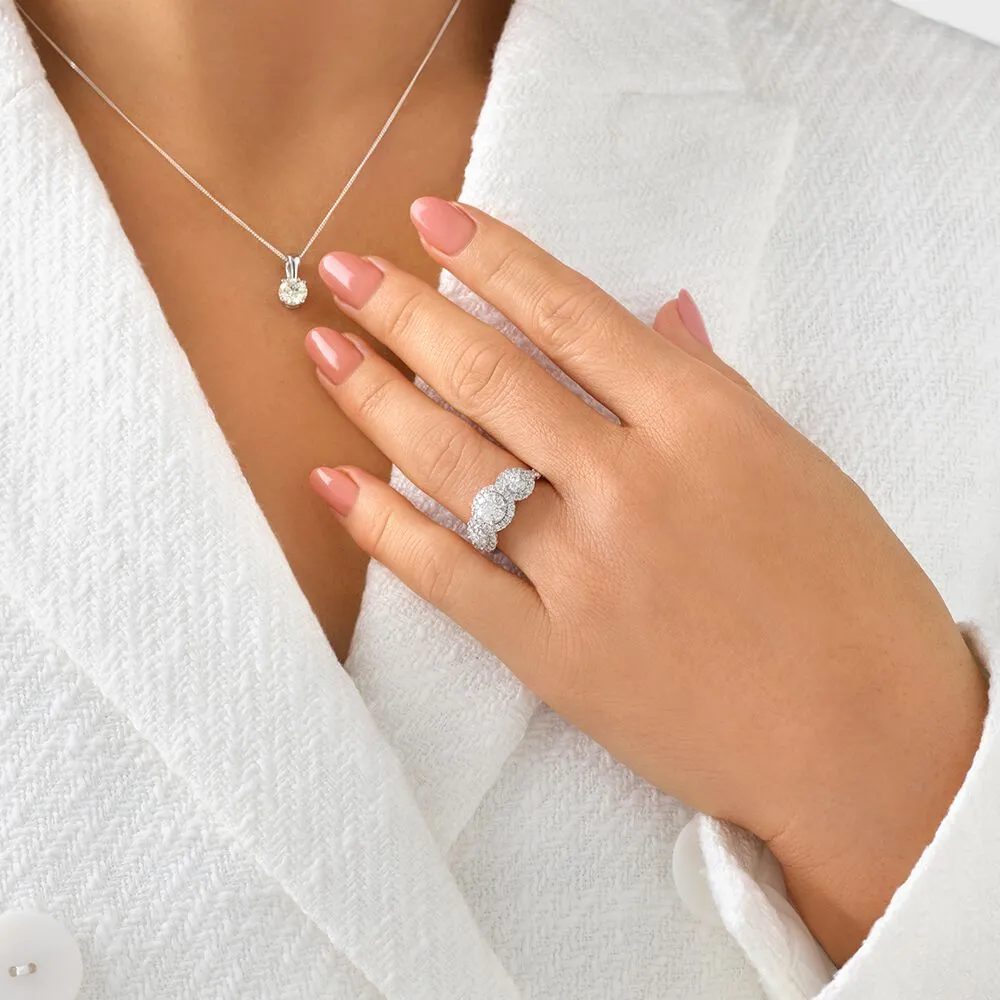Michael Hill 3 Stone Cluster Ring with 1.50 Carat TW of Diamonds