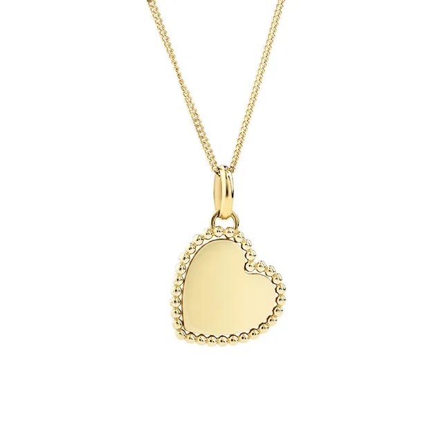 Michael Hill Beaded Heart Disc Pendant in 10kt Yellow Gold