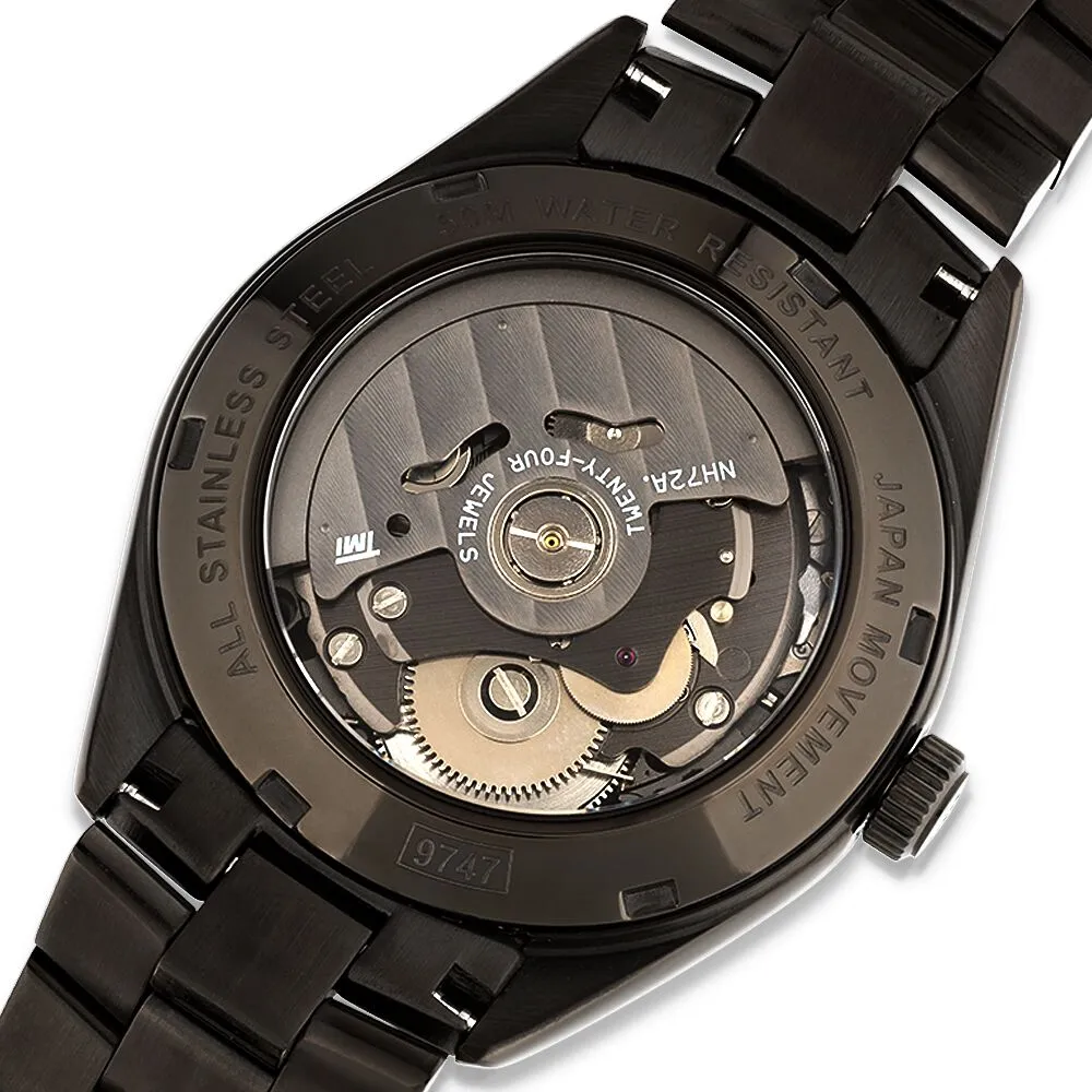 Michael Hill Automatic Skeleton Watch In Grey Tone Stainless Steel