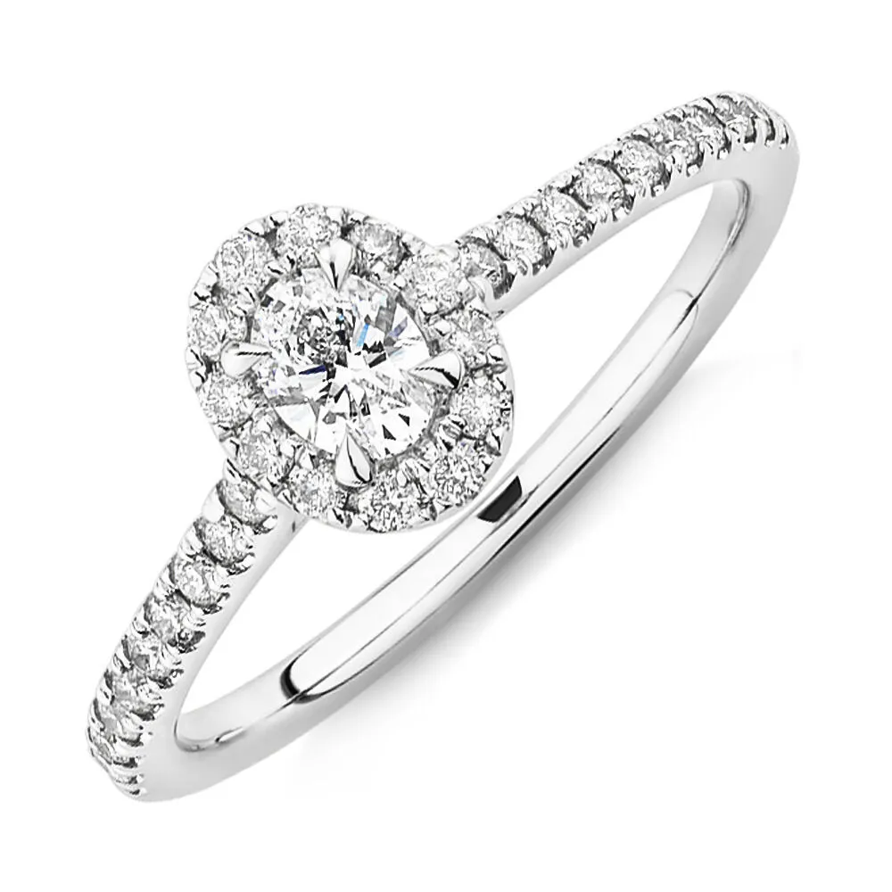 Michael Hill Oval Halo Ring with 0.50 Carat TW of Diamonds in 14kt