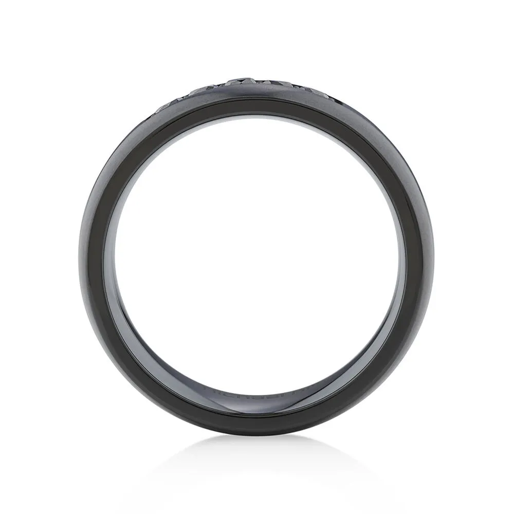 Michael Hill 8mm Black Titanium Ring with Enhanced Black Diamonds