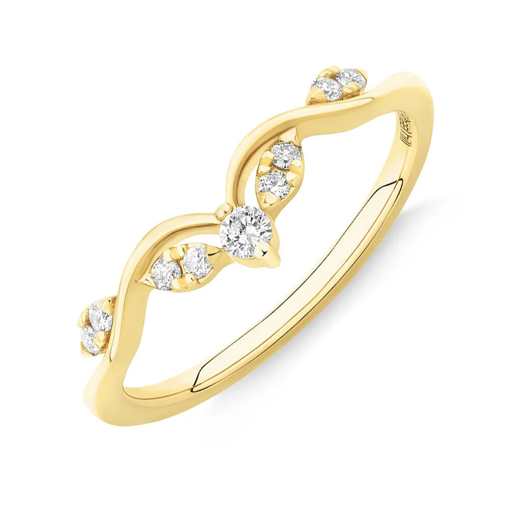 Michael Hill 0.12 Carat TW Diamond Contoured Wedding band in 14kt