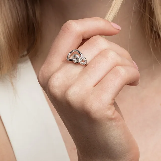 Michael Hill Knots Ring with Diamonds in Sterling Silver Square One