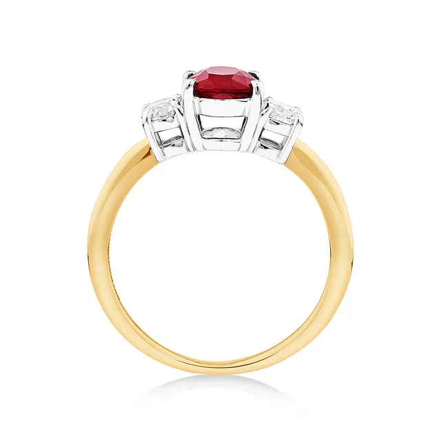 Michael Hill Bubble Ring with Ruby and .50 Carat TW Diamonds 14kt