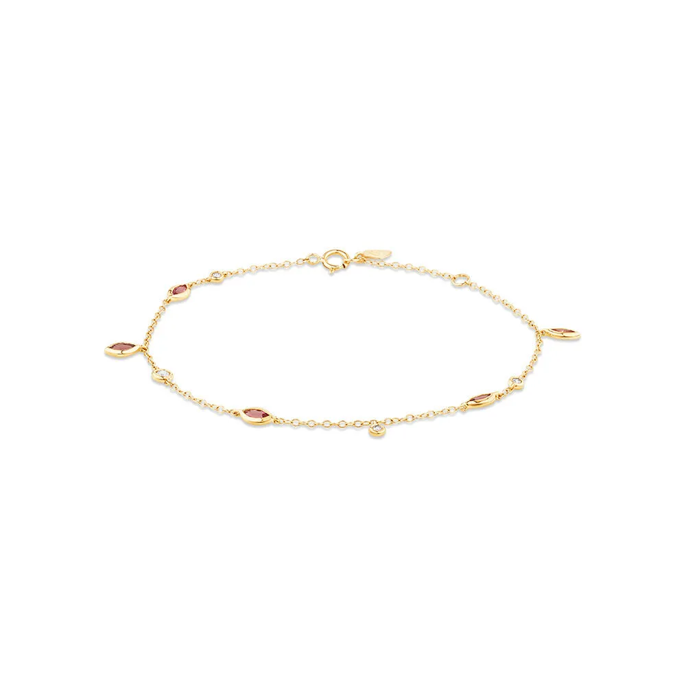 Michael Hill Pink Tourmaline and Diamond Station Bracelet in 10kt