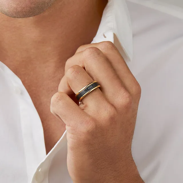 Michael Hill 7mm Ring with Enhanced Black Diamonds in 10kt Rose
