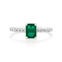 Michael Hill Solitaire Emerald Ring with 0.25 Carat TW of Diamonds