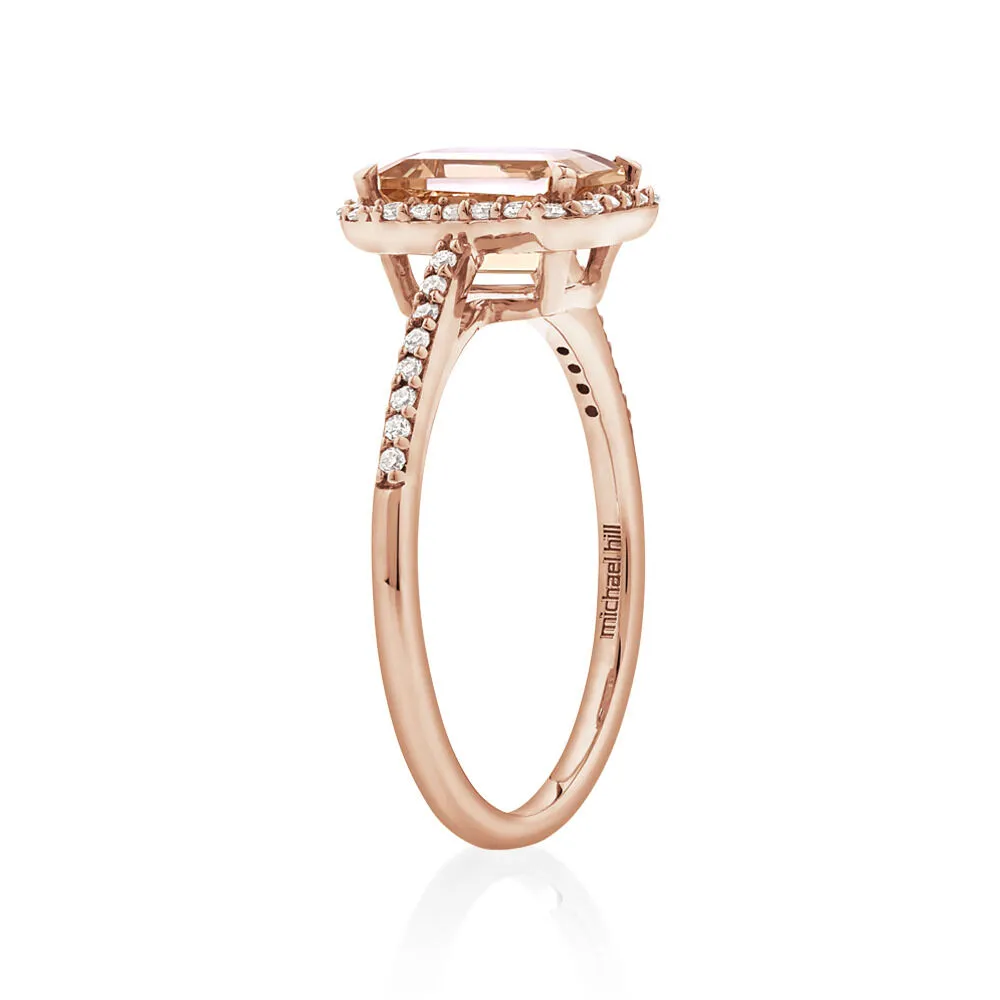 Michael Hill Halo Ring with Morganite 0.22 Carat TW of Diamonds